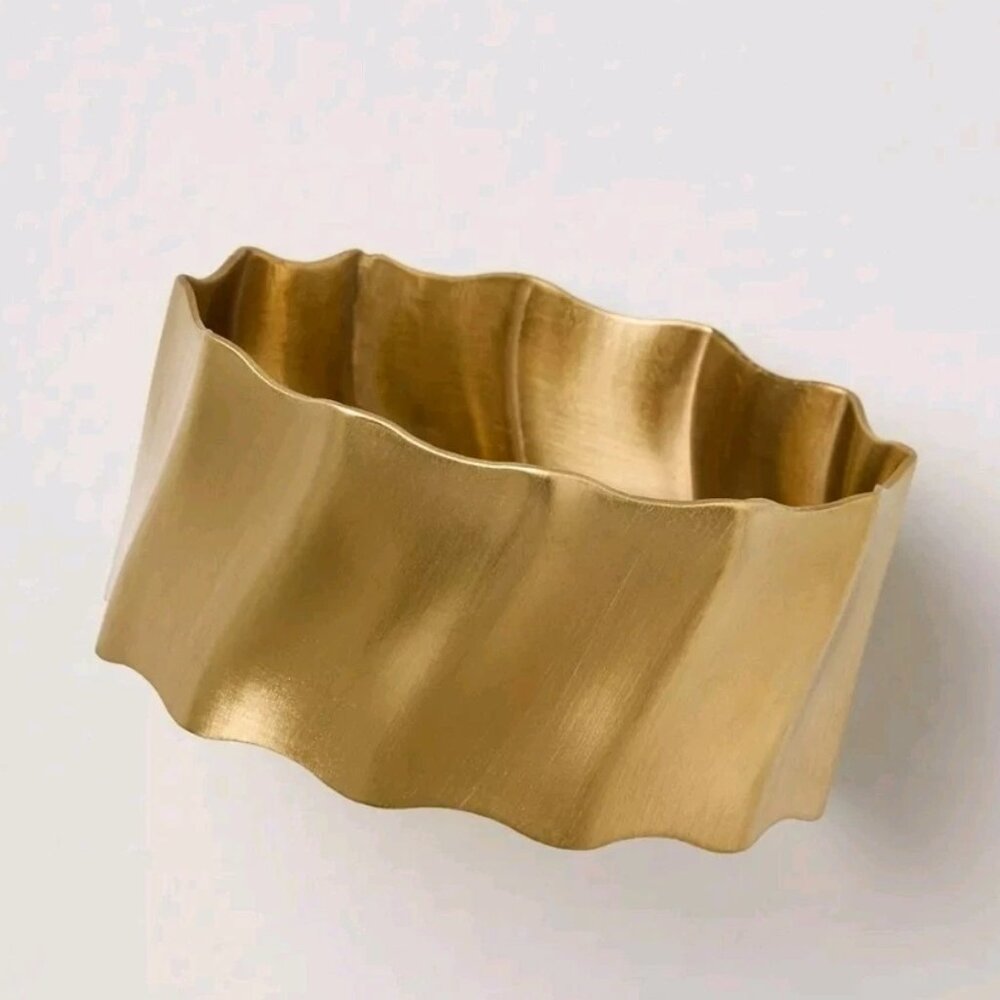 HEARTH & HAND Modern Stainless Steel Brass Finish Napkin Ring Set of 4